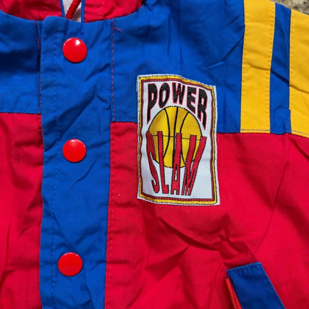 Vintage Weather Tamer Kids Red Blue Power Slam Basketball Hooded Jacket 18M